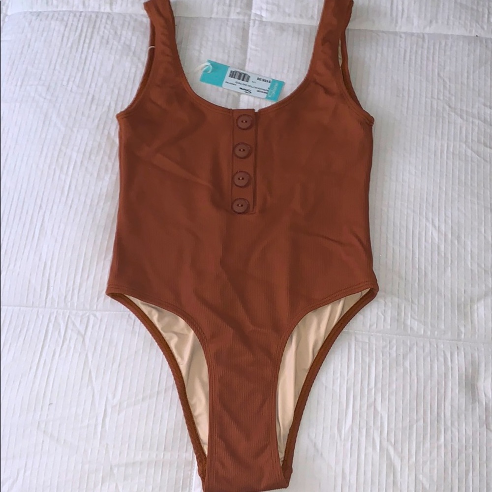 Shore Bermuda Button One Piece Bathing Suit